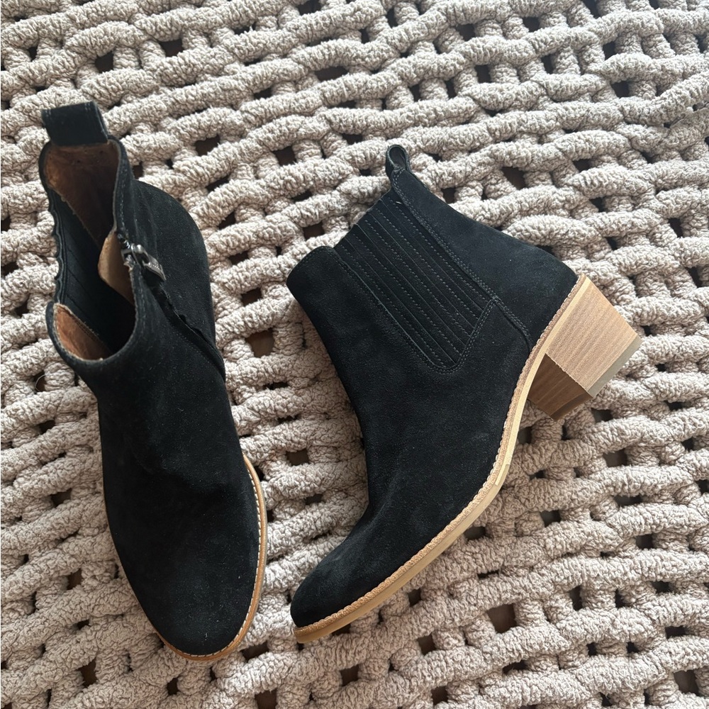 PAUL GREEN Sante Black Suede Side Zip Ankle Boot Booties 7.5 Women’s 5 UK NWOT